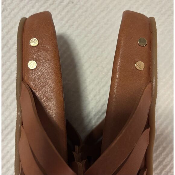 NWOT Beek Motmot Footbed Leather Slide Sandals, Cognac, Sz. 7 - Picture 3 of 7